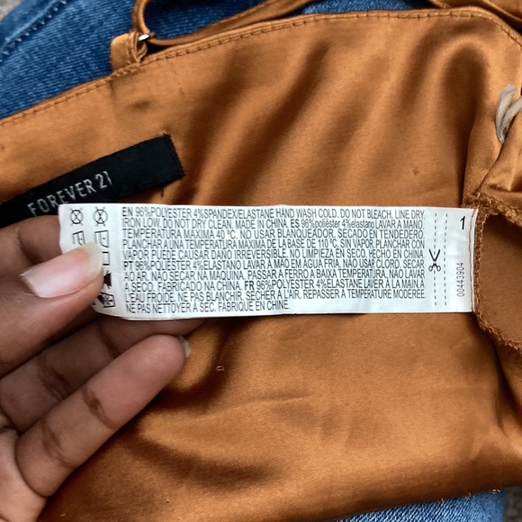 Forever 21 mustard shiny crop v cut top with adjustable straps - Picture 6 of 6